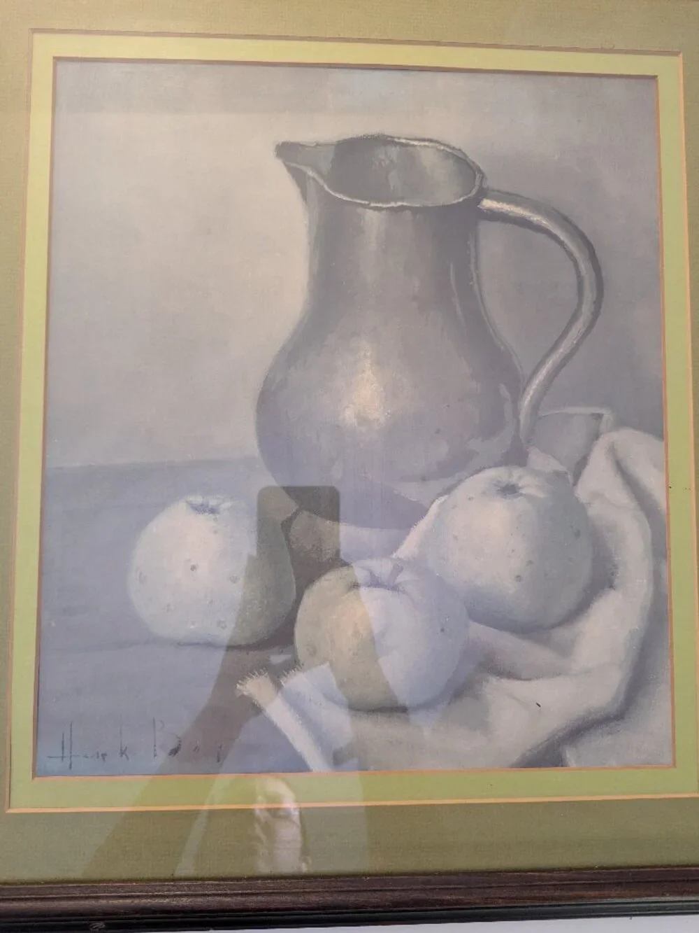 Vintage Framed Still Life Lithograph Print by Henk Bos